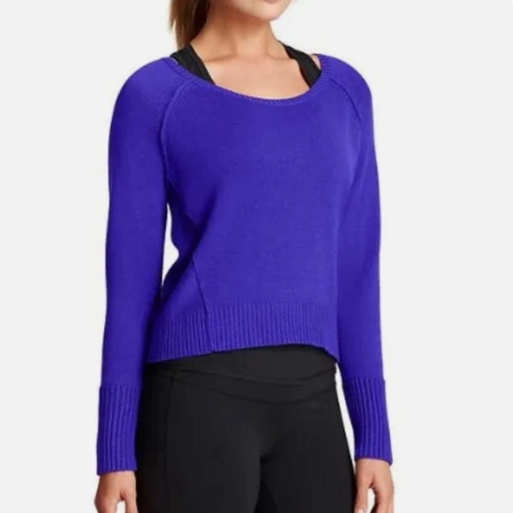 NWOT ATHLETA Kinsley Cropped Wool Blend Pullover Sweater -Sapphire - Women’s XL